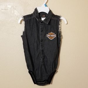 Harley-Davidson Black Cotton Sleeveless Onesie 24M